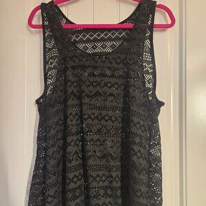 Black sheer tank top swimsuit coverup size 1XL